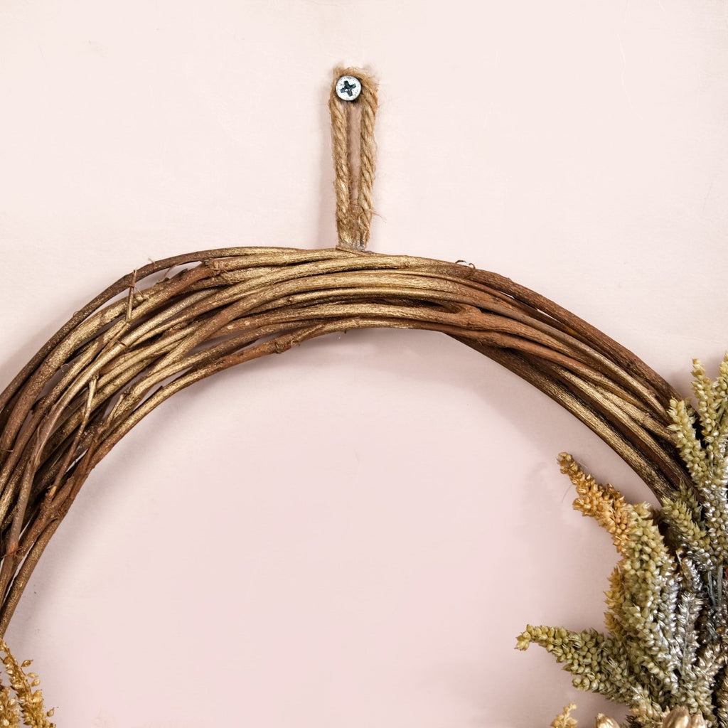 Natural Dried Flowers Rustic Red Wreath Nestasia