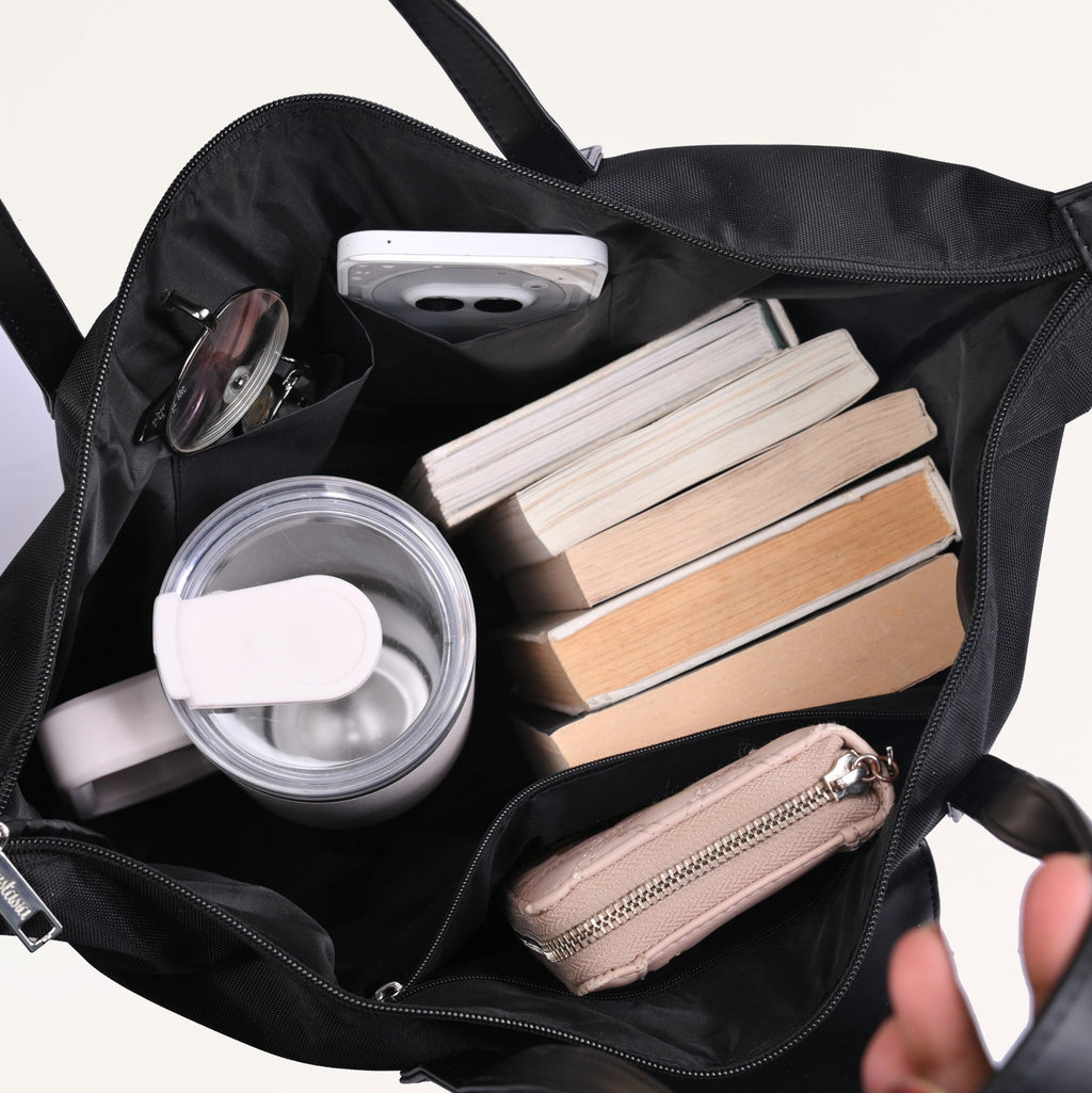 Origami Sleek Black Tote Bag For Women Nestasia
