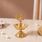 Ornate Peacock Pure Brass Panchmukhi Diya In Gift Box Nestasia