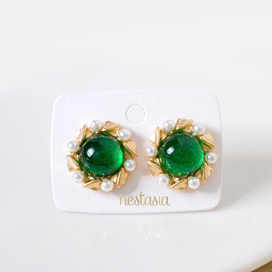 Ornate Pearl Statement Studs Nestasia