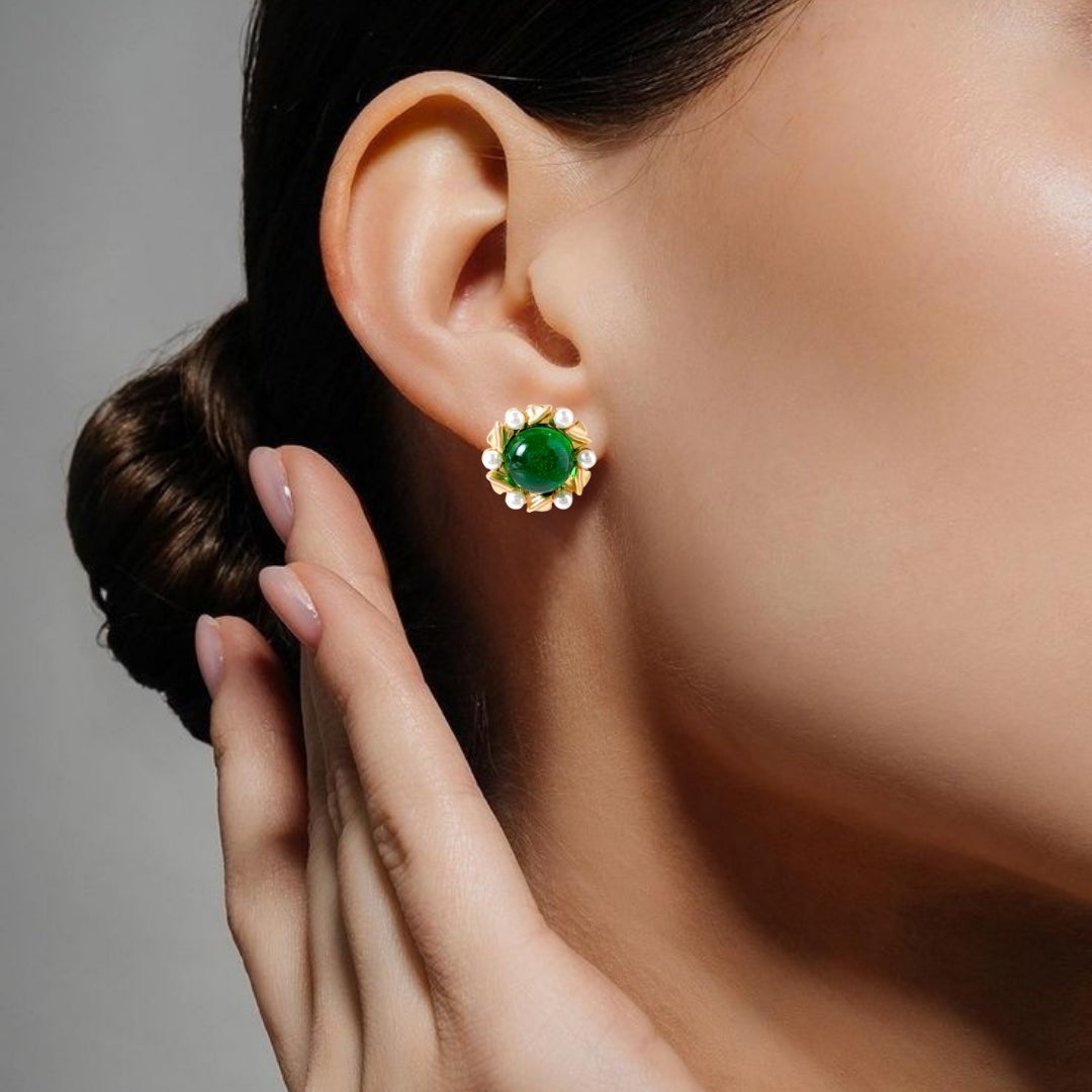 Ornate Pearl Statement Studs Nestasia