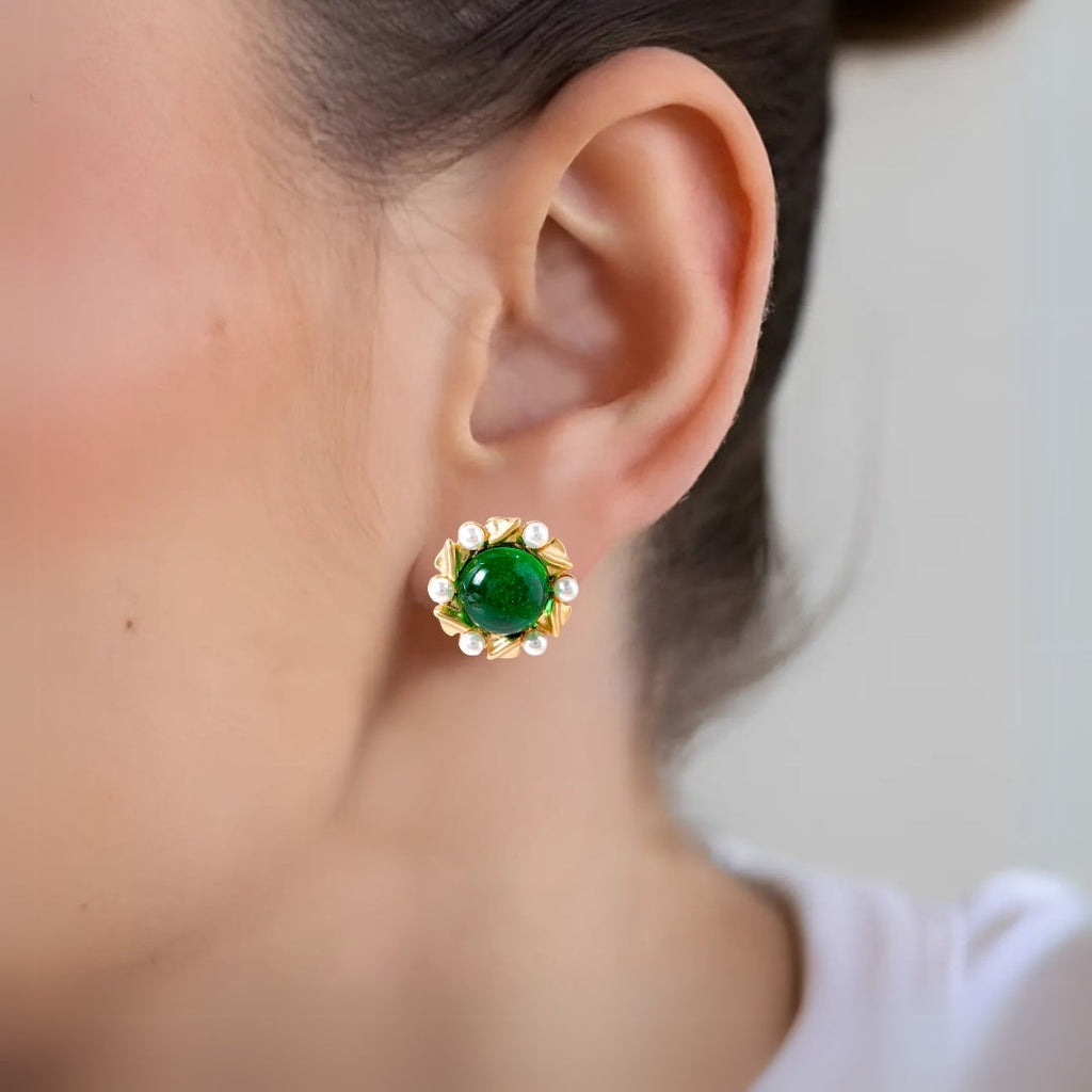 Ornate Pearl Statement Studs Nestasia