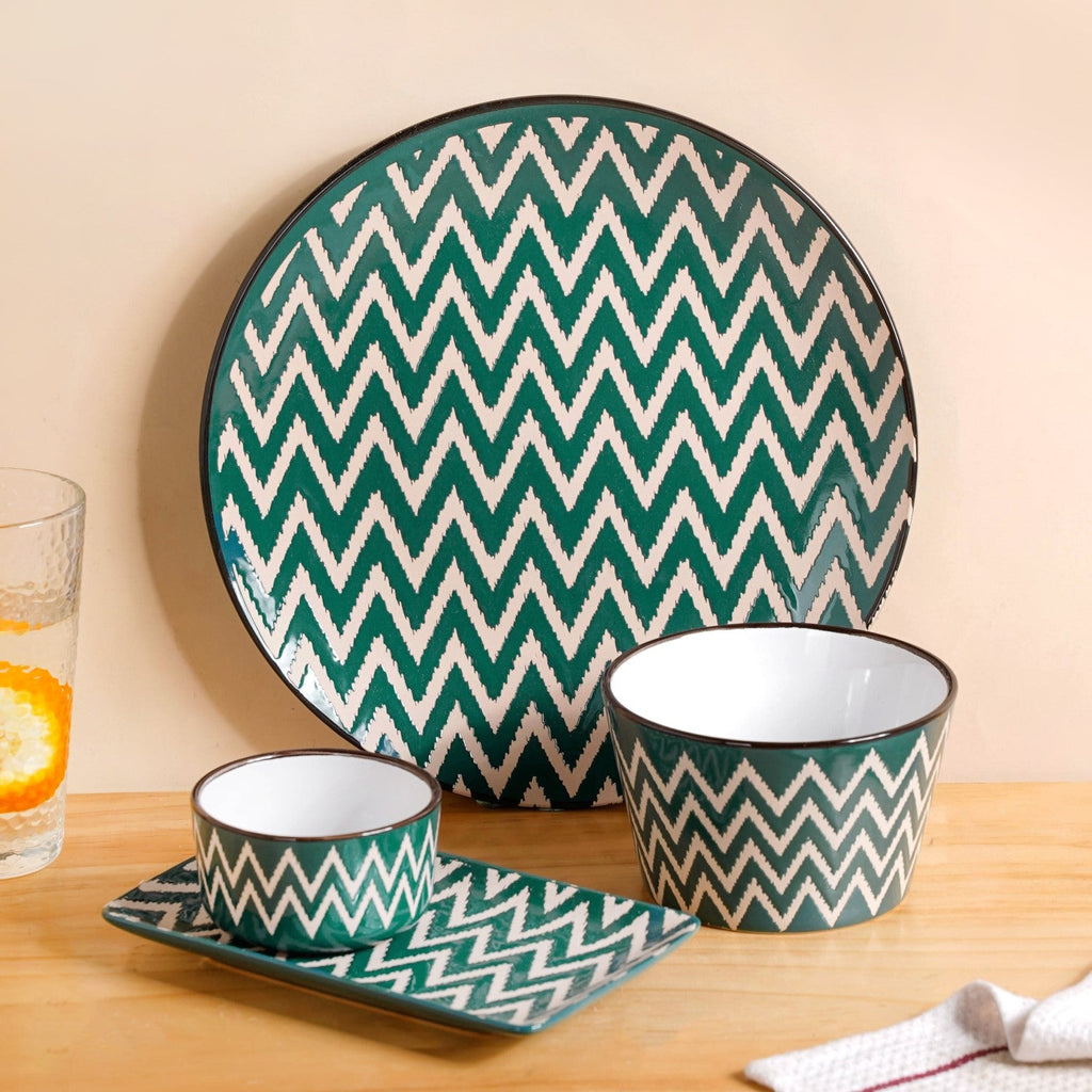 Oscilla Green 16 Piece Ceramic Dinner Set For 4 Nestasia