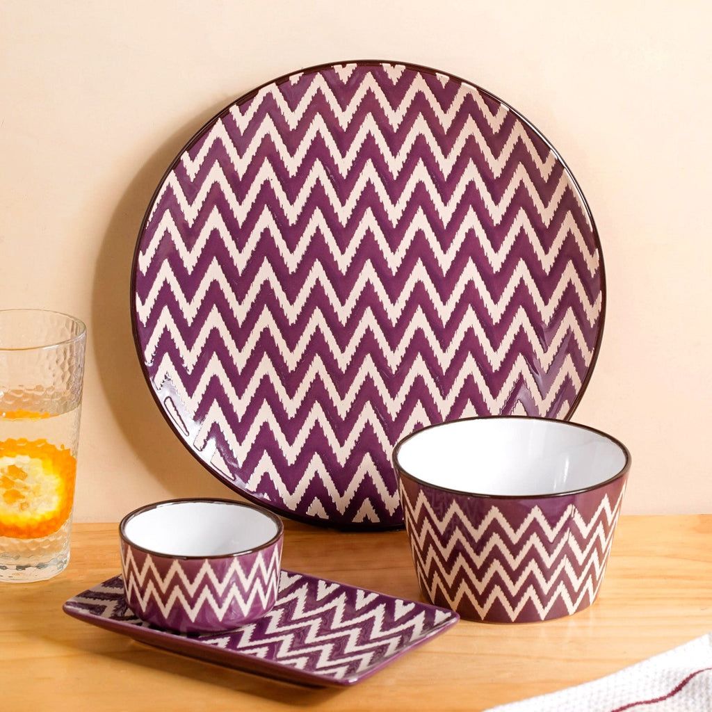 Oscilla Purple 16 Piece Premium Dinner Set For 4 Nestasia