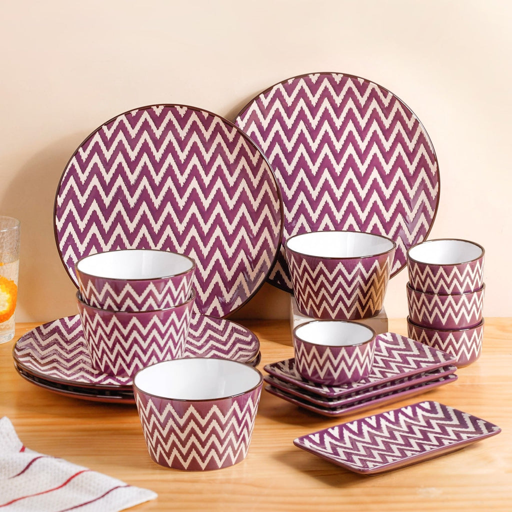 Oscilla Purple 16 Piece Premium Dinner Set For 4 Nestasia
