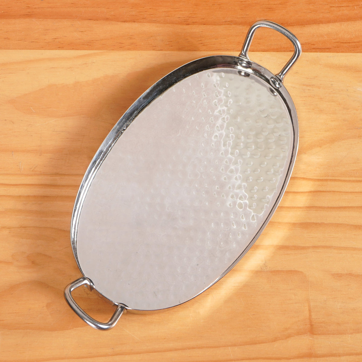 Oval Hammered Stainless Steel Serveware Set Of 2 Nestasia