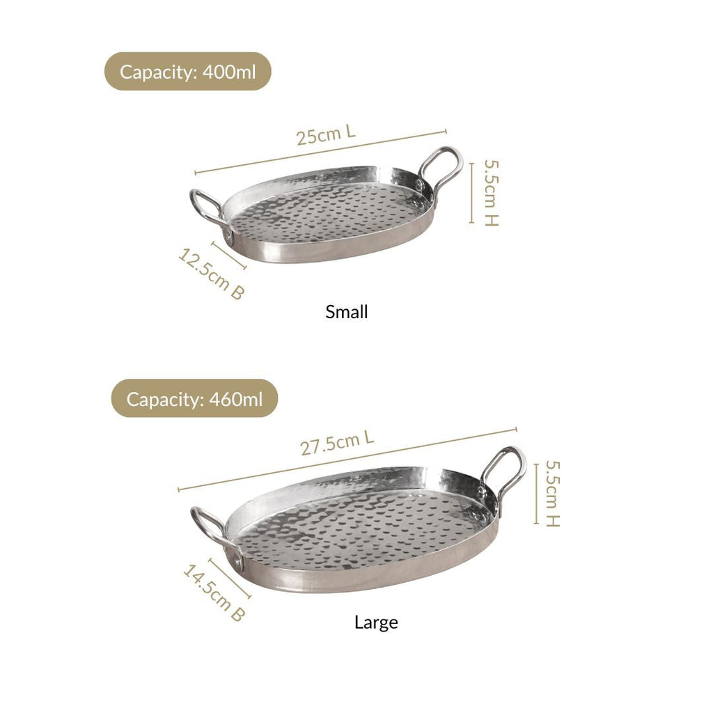 Oval Hammered Stainless Steel Serveware Set Of 2 Nestasia