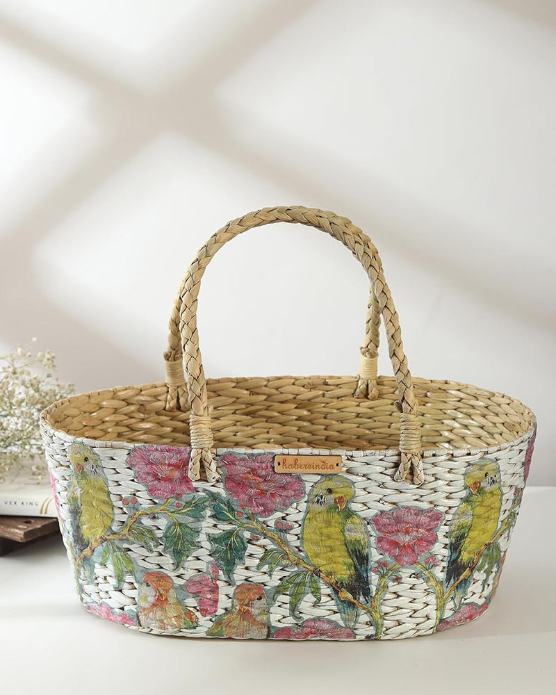 Seagrass Oval Fruit Basket and Gift Hamper for Home Use
