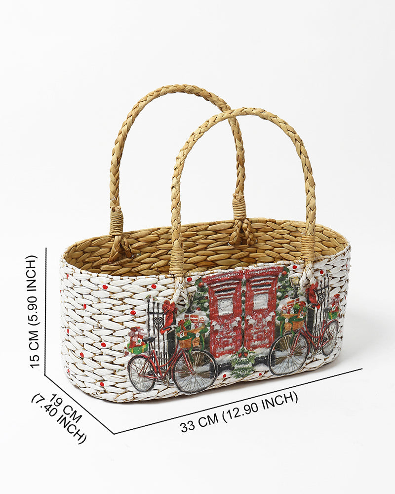 Handwoven Seagrass Gift Hamper, Storage Basket for Stylish Home Organization