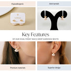 Oval Front Back Drop Earrings White Nestasia