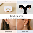 Oval Front Back Drop Earrings Pink Nestasia
