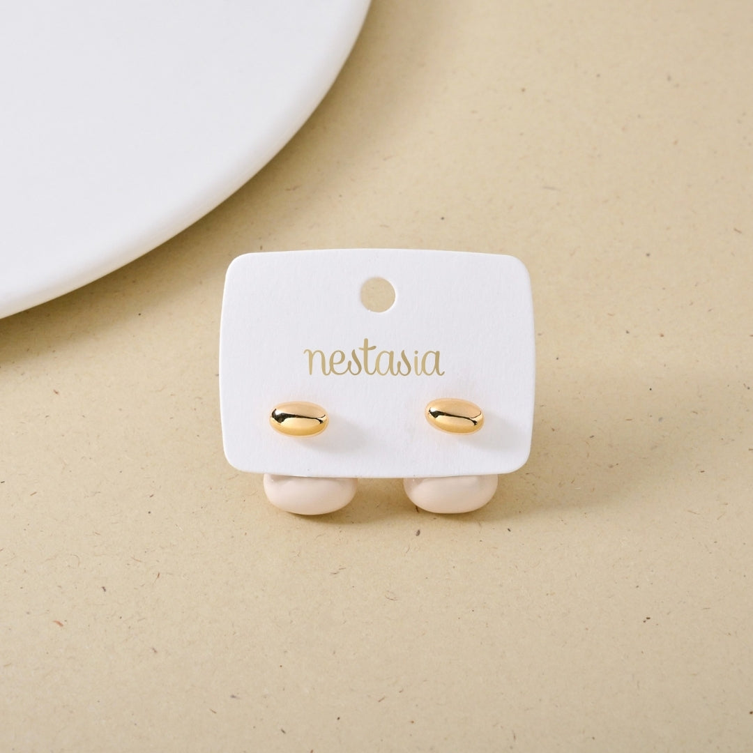 Oval Front Back Drop Earrings White Nestasia