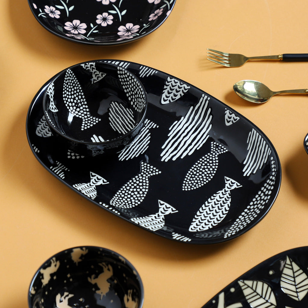 Oval Plates Black Nestasia