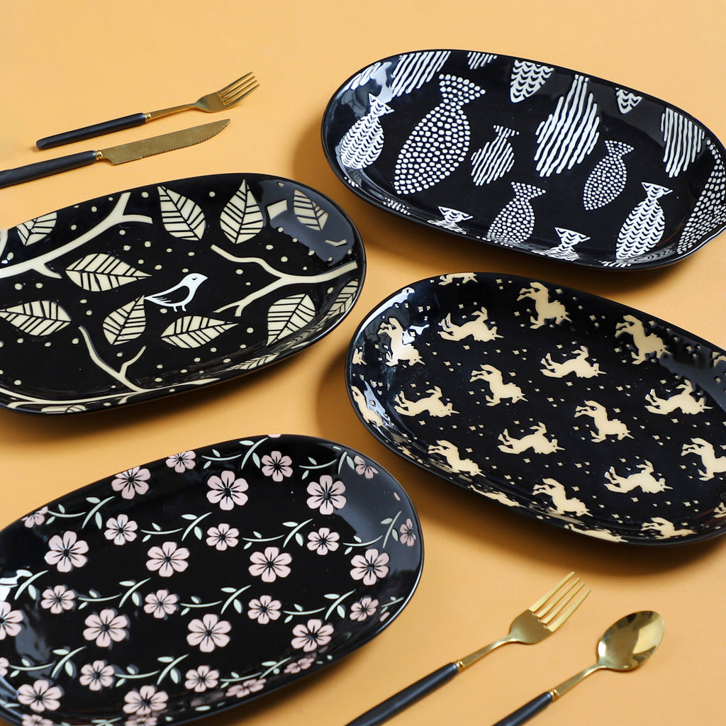 Oval Plates Black Nestasia