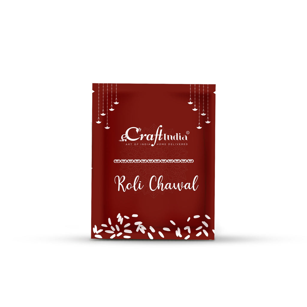 Designer Bhaiya Bhabhi Rakhi and Roli Chawal Pack, Best Wishes Greeting Card Kafalo