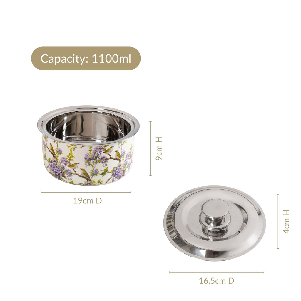 Wisteria Birds Printed Casserole 1100ml Nestasia