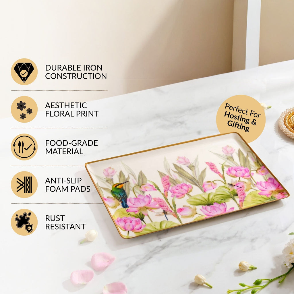 Lotus Garden Serving Tray In Gift Box Nestasia