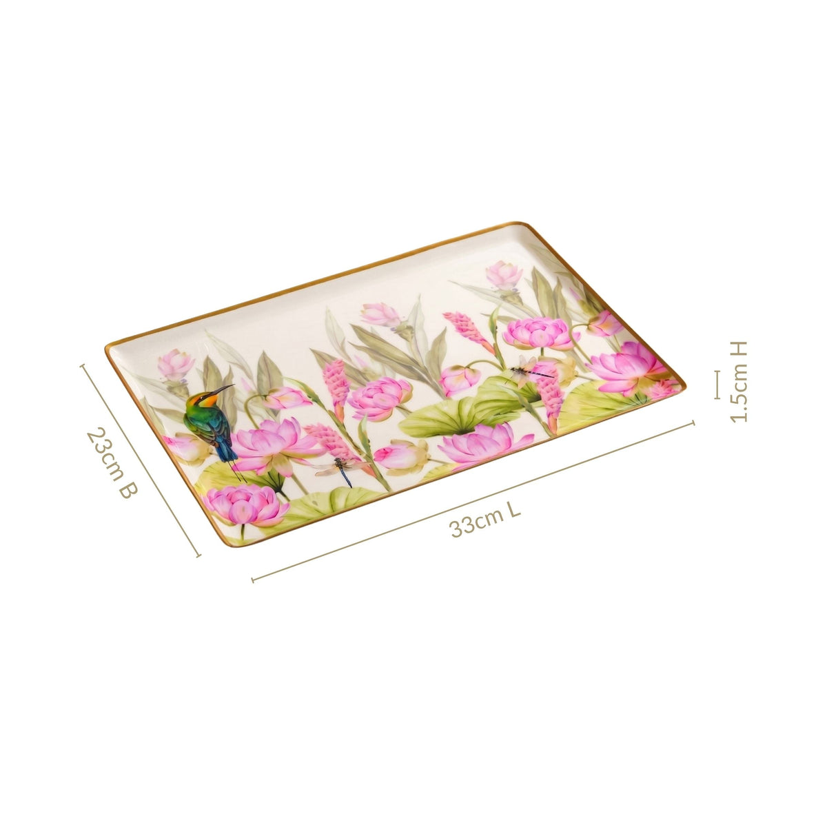 Lotus Garden Serving Tray In Gift Box Nestasia