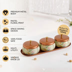 Printed Jar With Tray Set Of 4 In Gift Box Nestasia