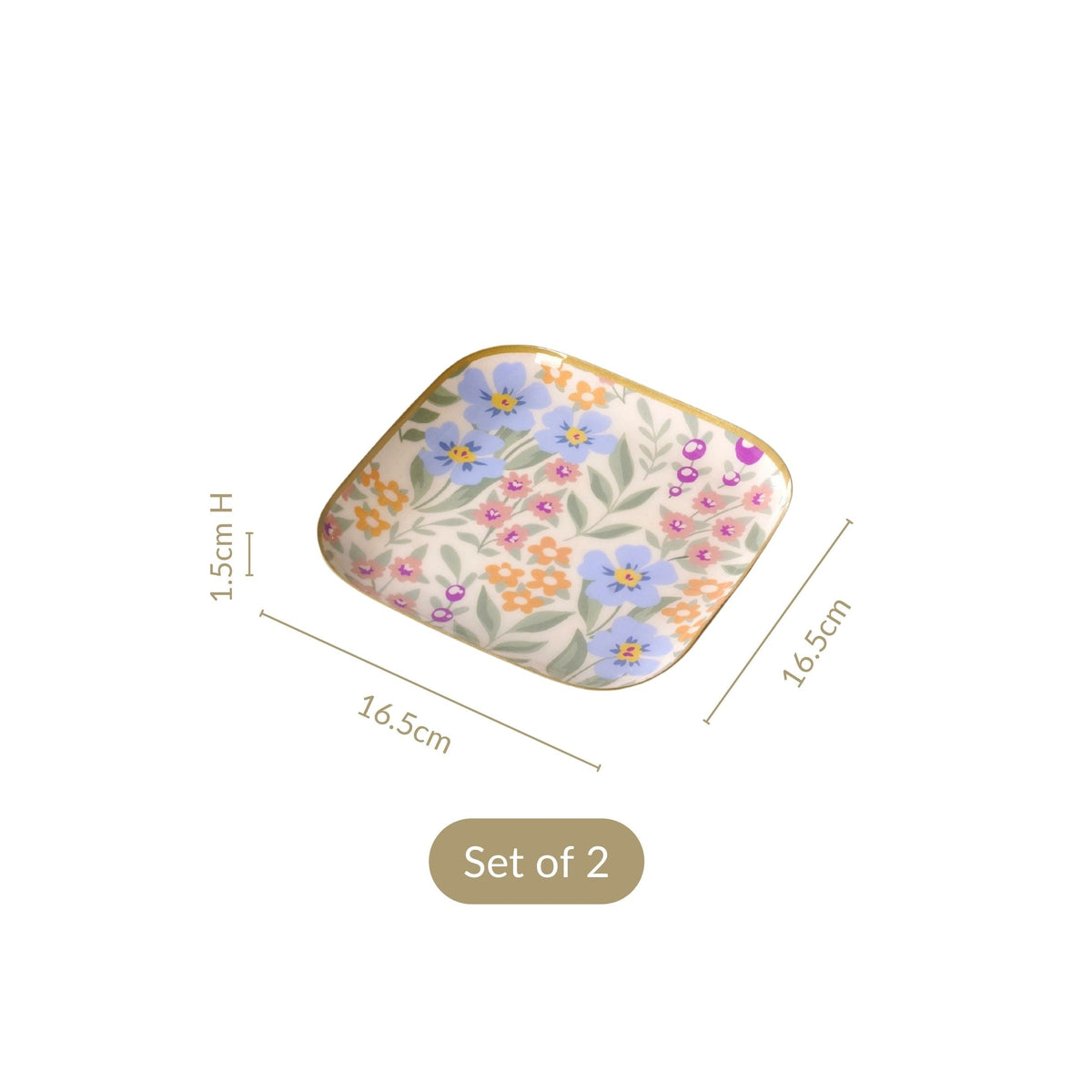 Peony Petals Snack Plates Set Of 2 In Gift Box Nestasia