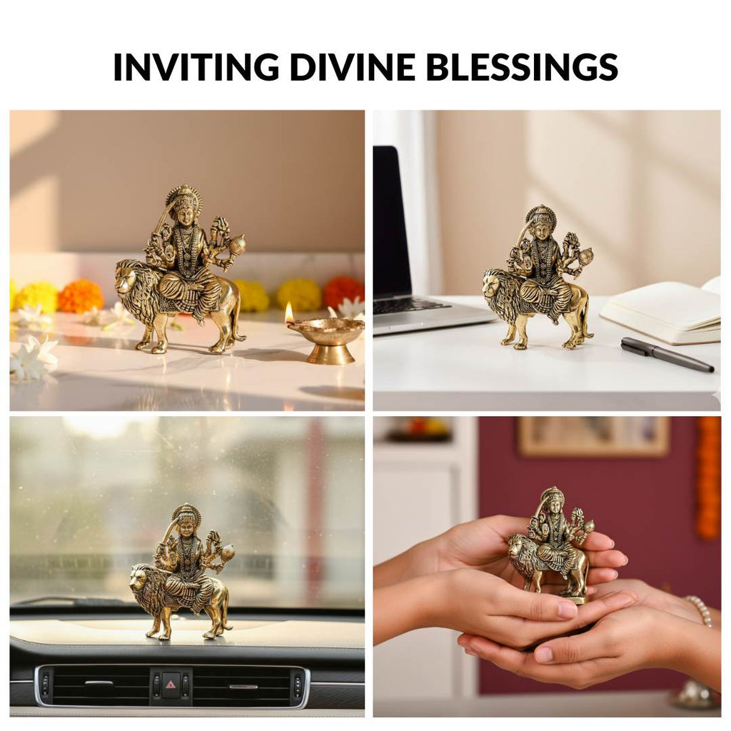 Durga Goddess Pure Brass Idol 7cm Nestasia