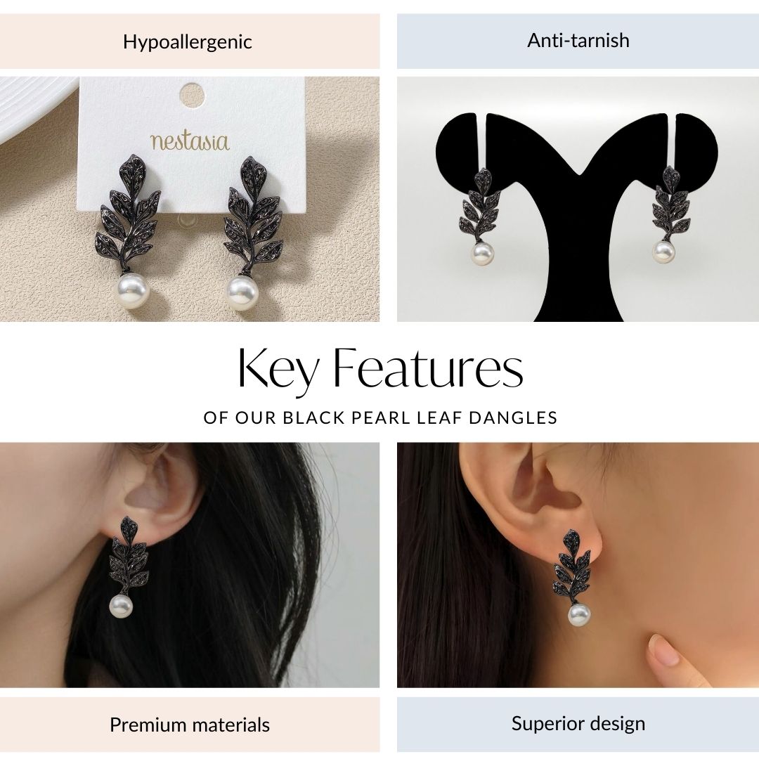 Black Pearl Leaf Dangles Nestasia