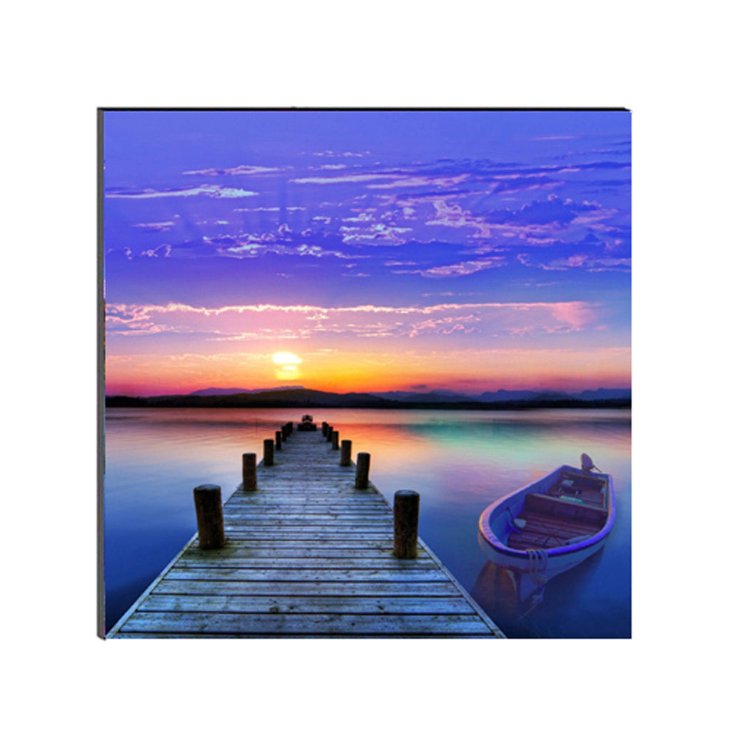 6MM MDF Scenic River Side View with Boat Satin Matt Texture UV Art Painting Kafalo