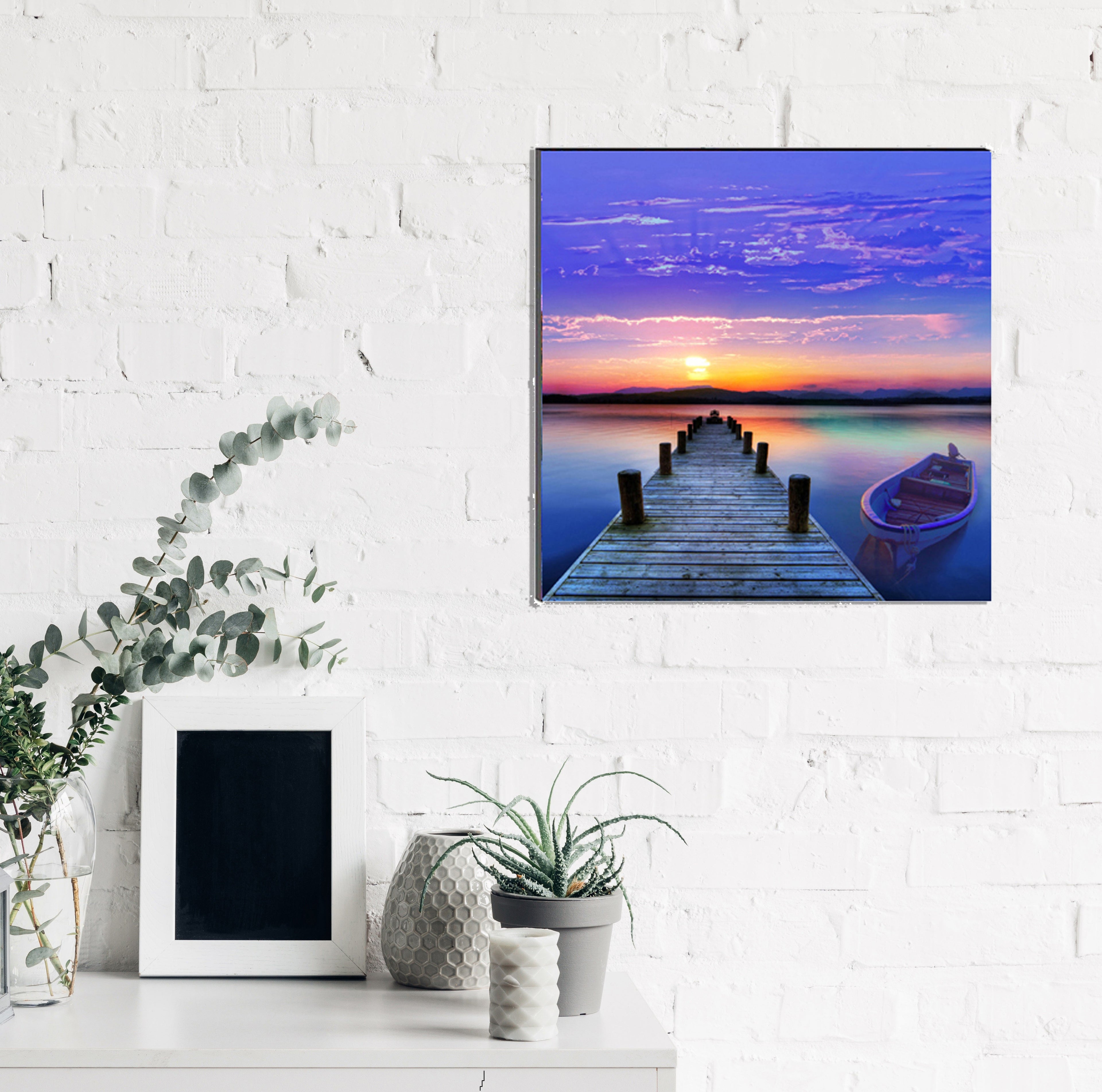 6MM MDF Scenic River Side View with Boat Satin Matt Texture UV Art Painting Kafalo