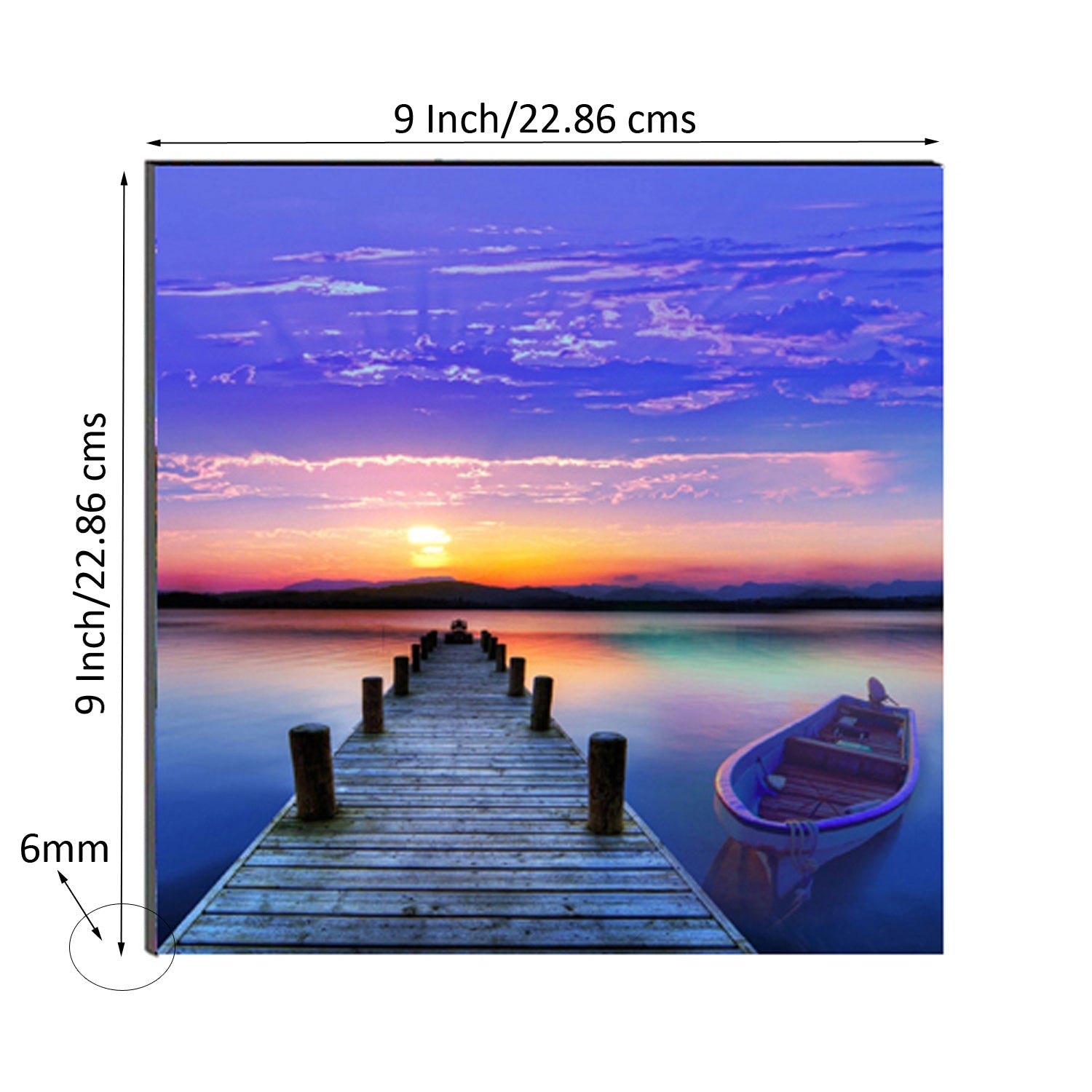 6MM MDF Scenic River Side View with Boat Satin Matt Texture UV Art Painting Kafalo
