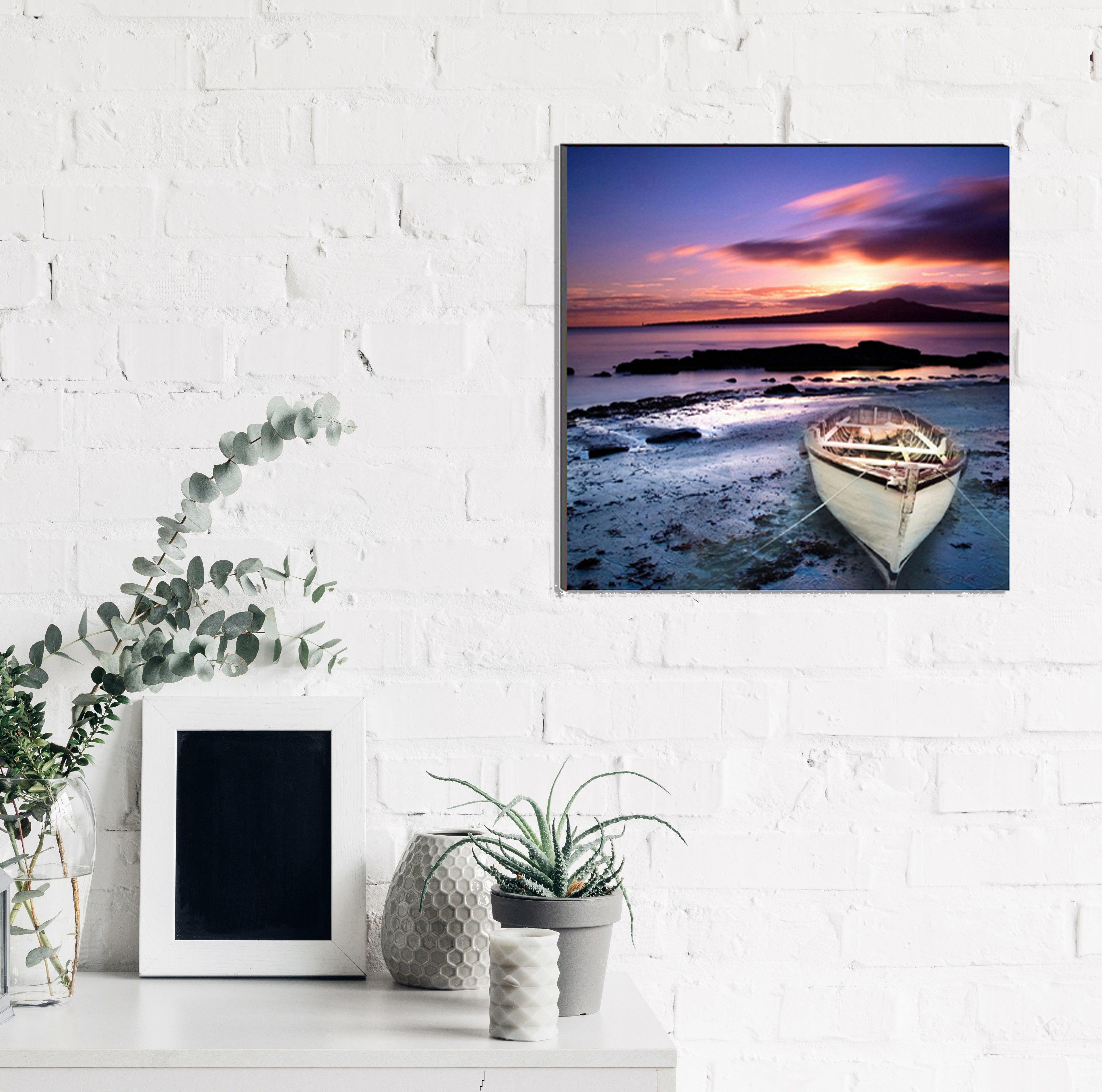 6MM MDF Scenic River Side View with Boat Satin Matt Texture UV Art Painting Kafalo