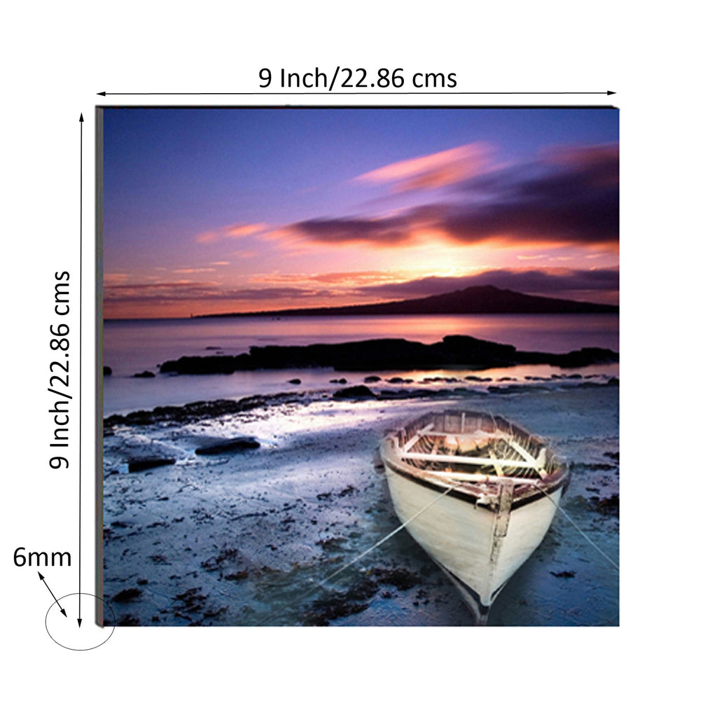 6MM MDF Scenic River Side View with Boat Satin Matt Texture UV Art Painting Kafalo