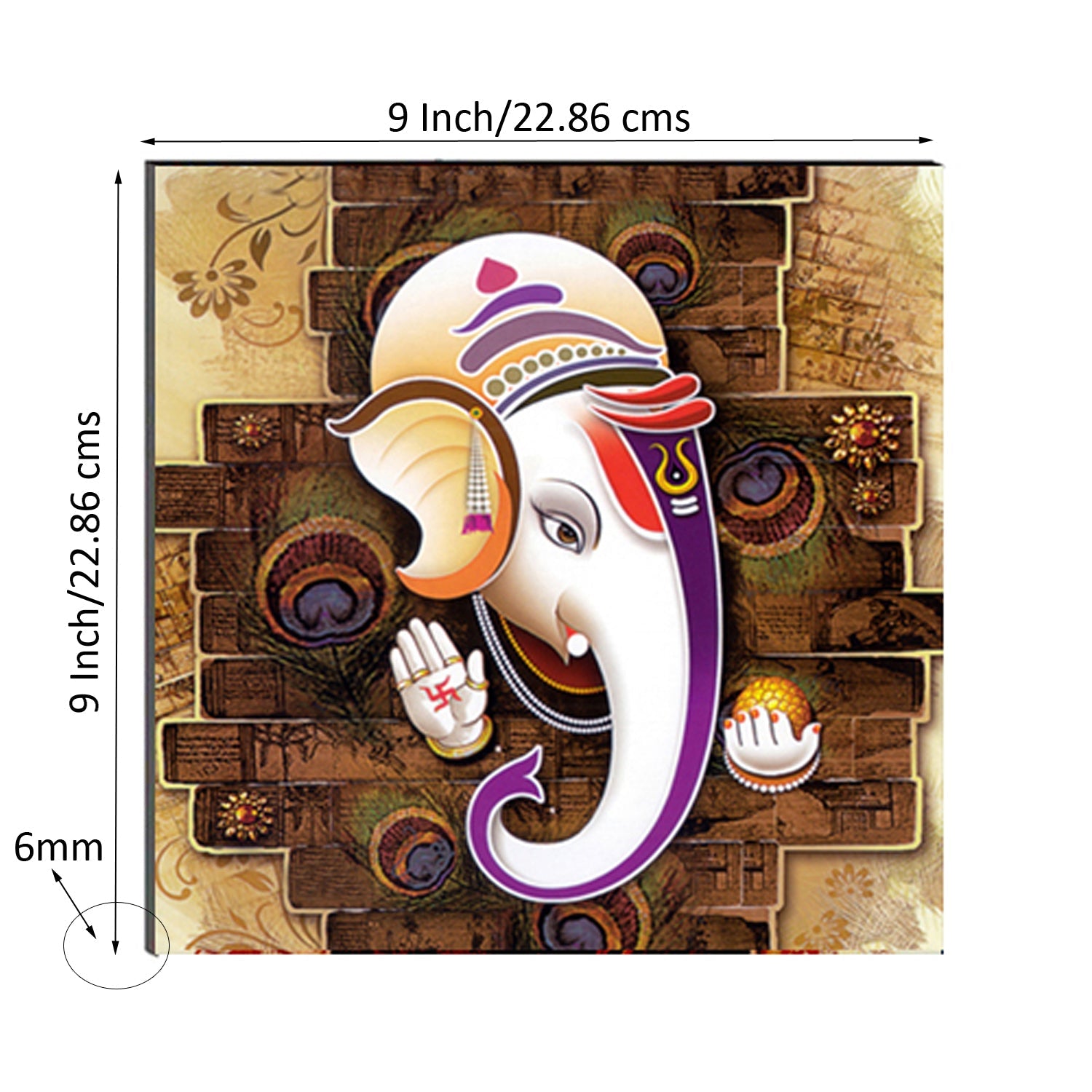 6MM MDF Lord Ganesha Satin Matt Texture UV Art Painting Kafalo