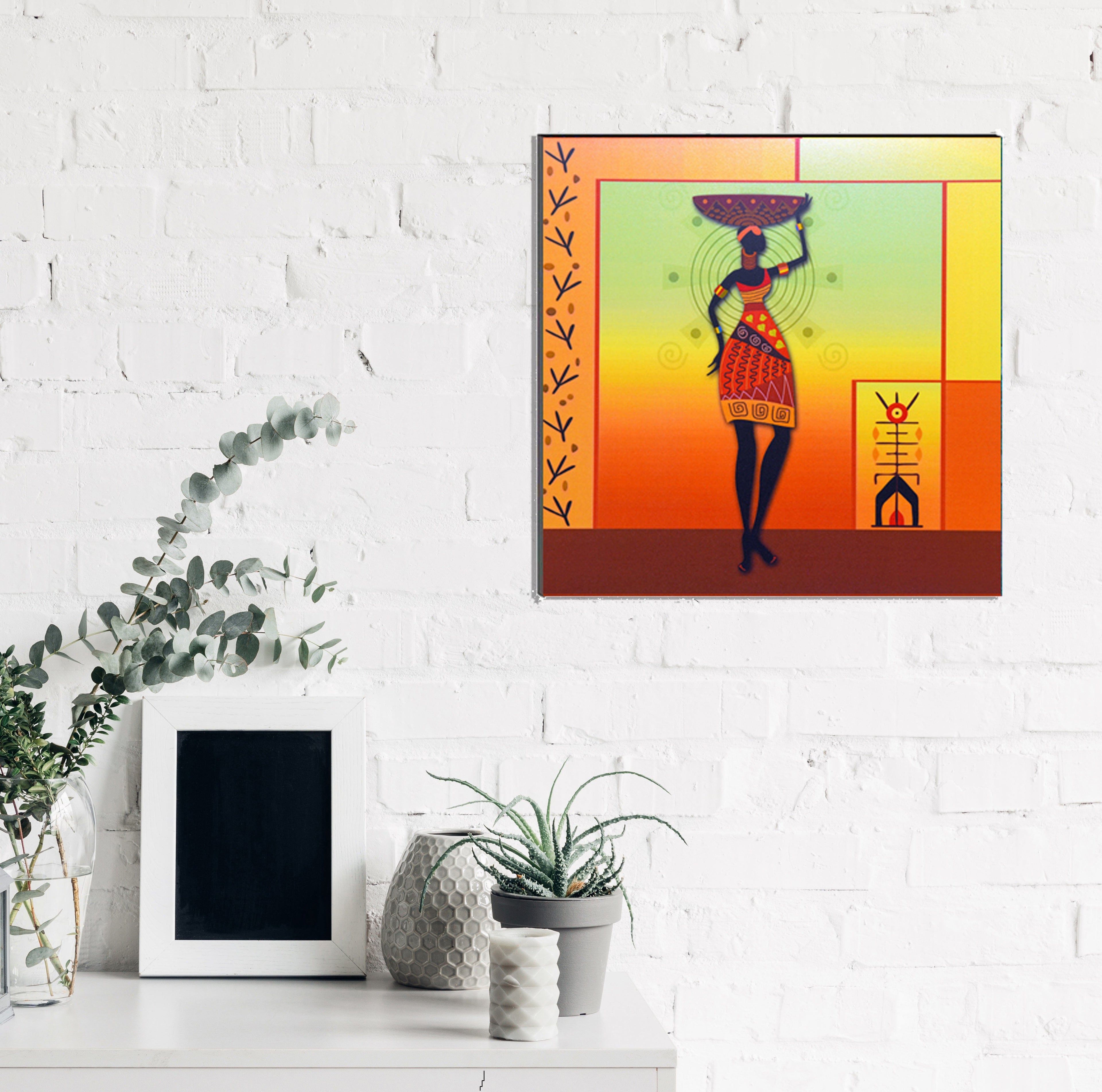 Tribal Woman Painting Digital Printed Wall Art Kafalo