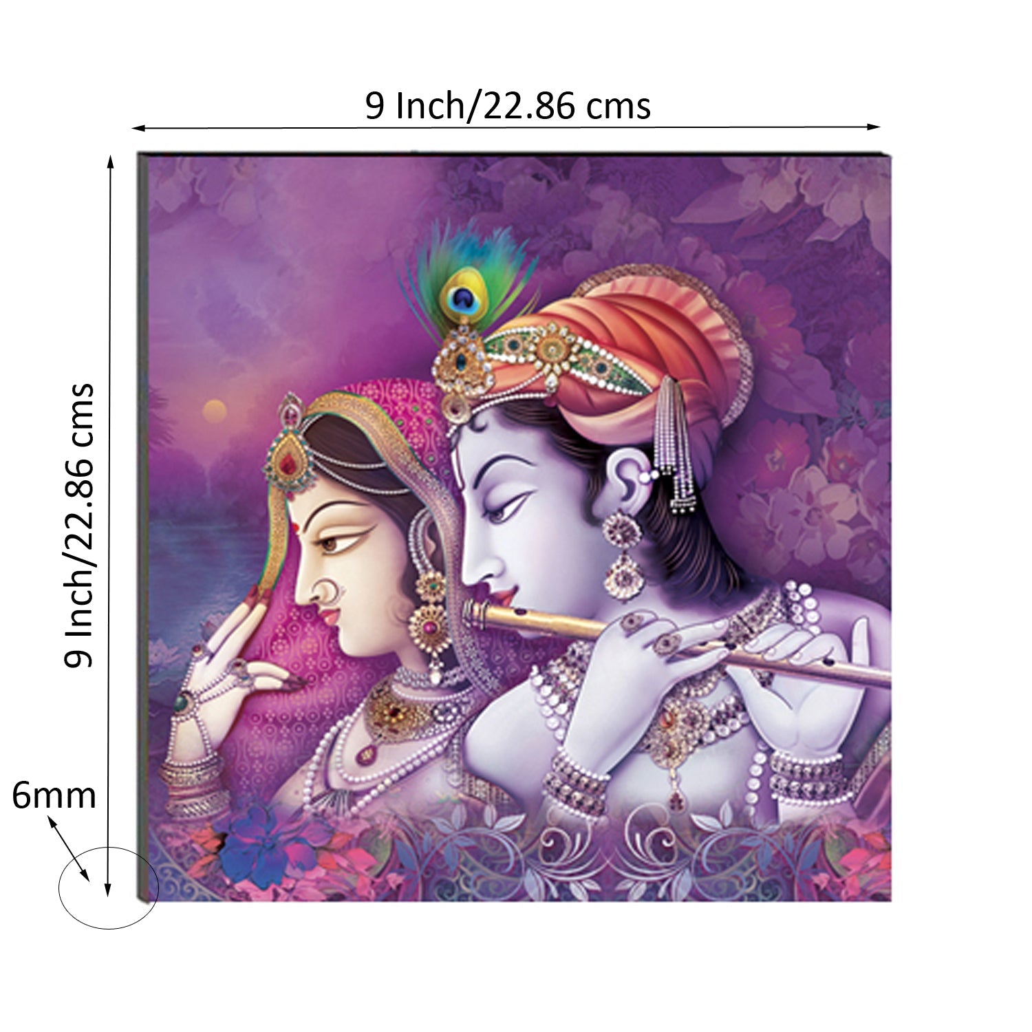 6MM MDF Radha Krishna Satin Matt Texture UV Art Painting Kafalo