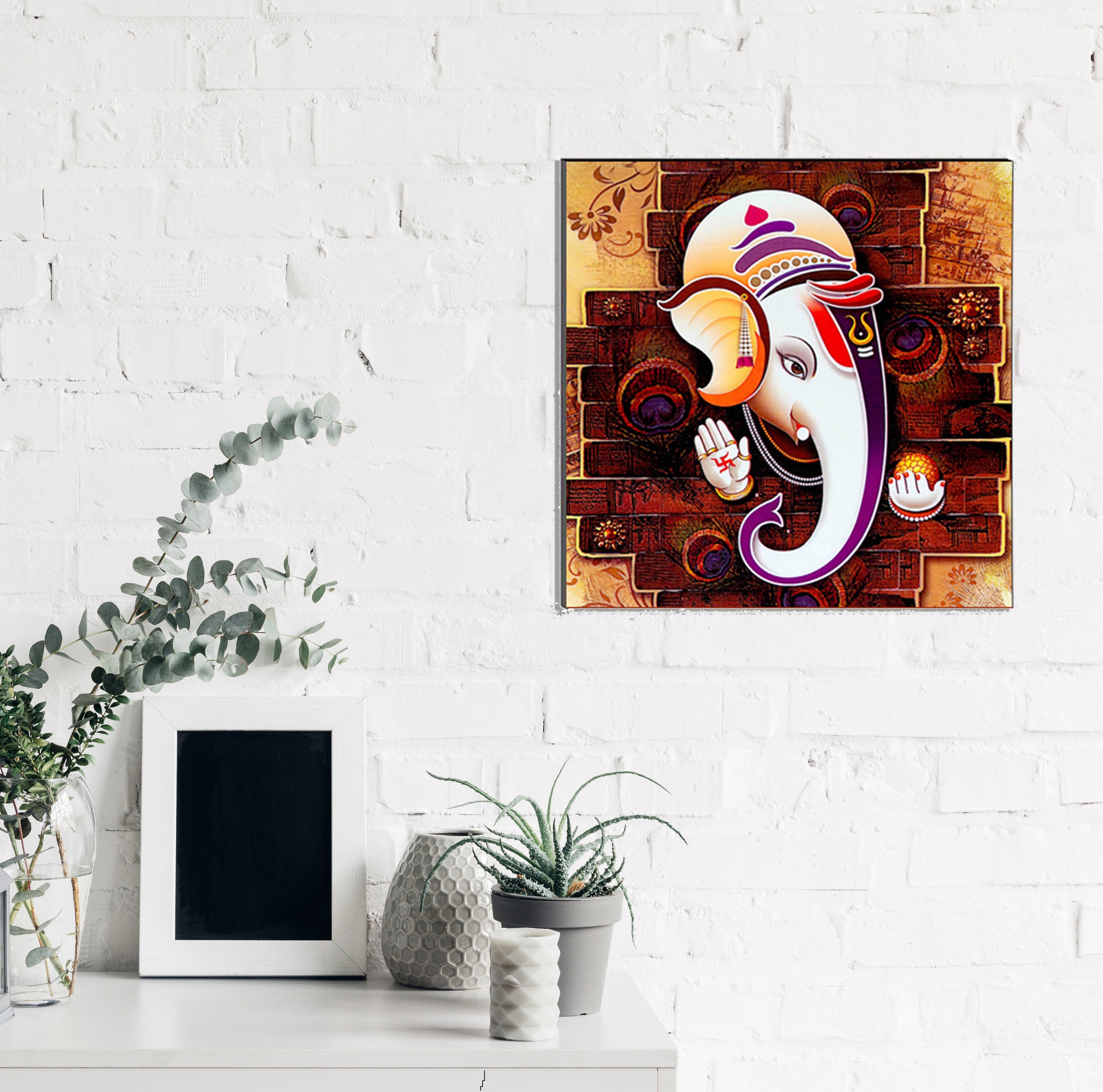 6MM MDF Lord Ganesha Satin Matt Texture UV Art Painting Kafalo