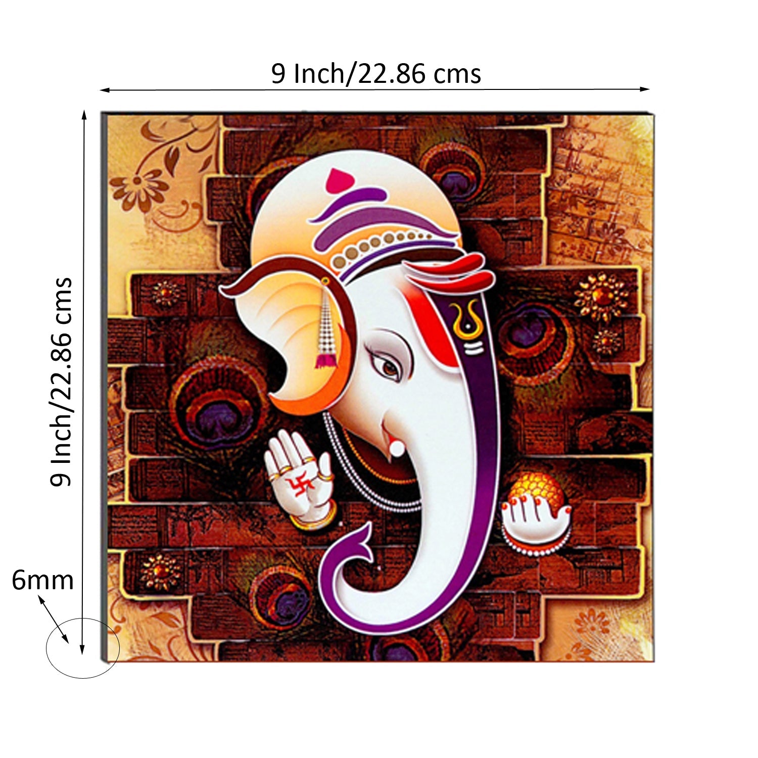 6MM MDF Lord Ganesha Satin Matt Texture UV Art Painting Kafalo