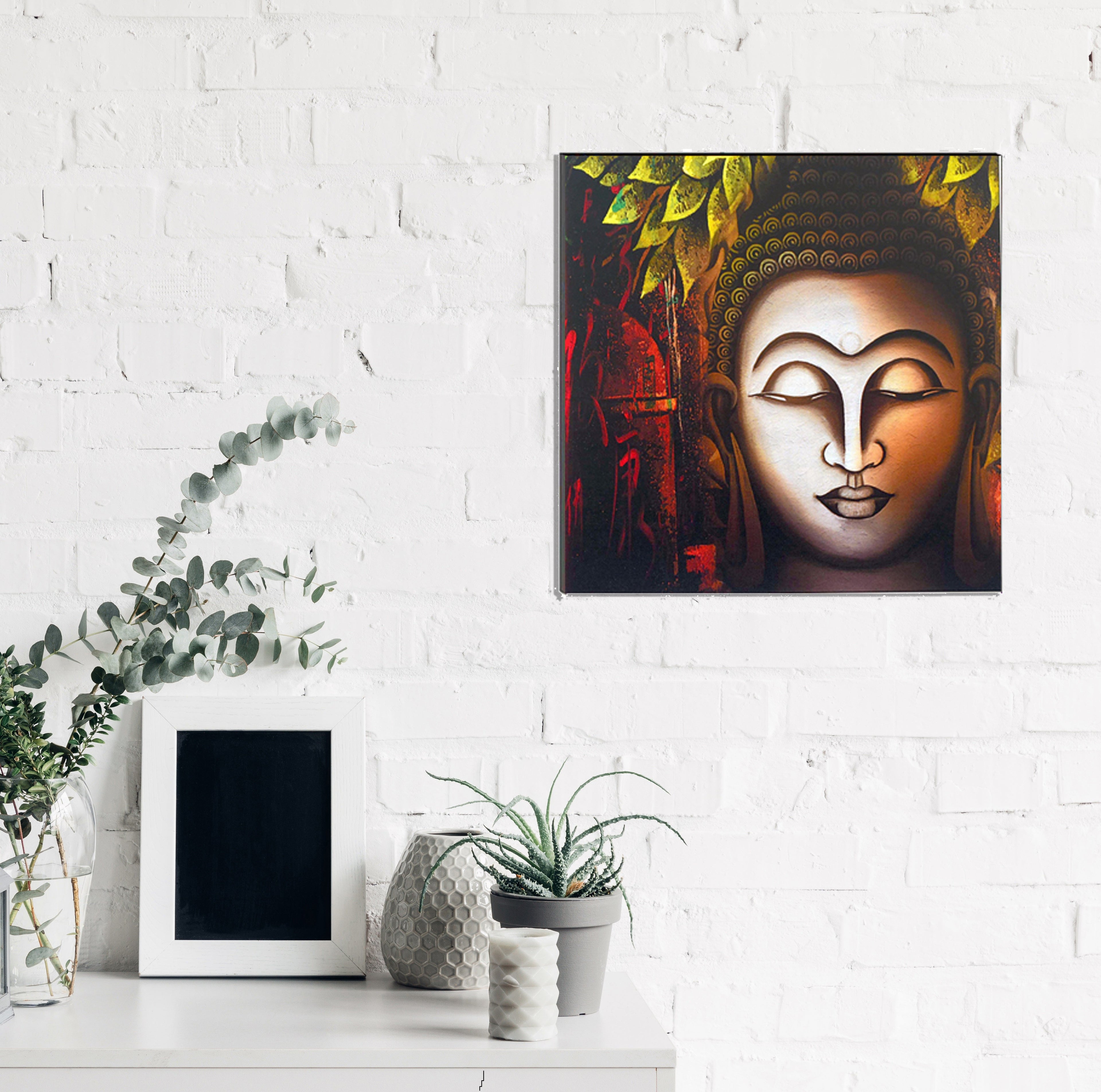 Meditating Lord Buddha Painting Digital Printed Religious Wall Art Kafalo