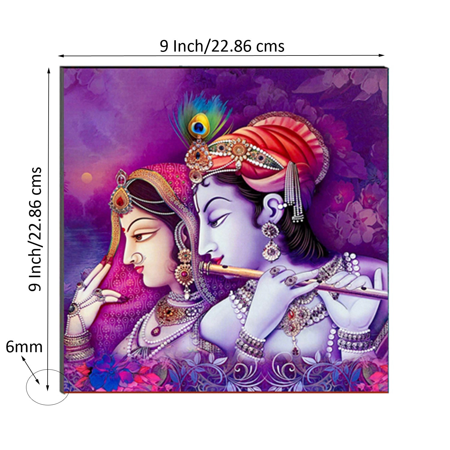 6MM MDF Radha Krishna Satin Matt Texture UV Art Painting Kafalo