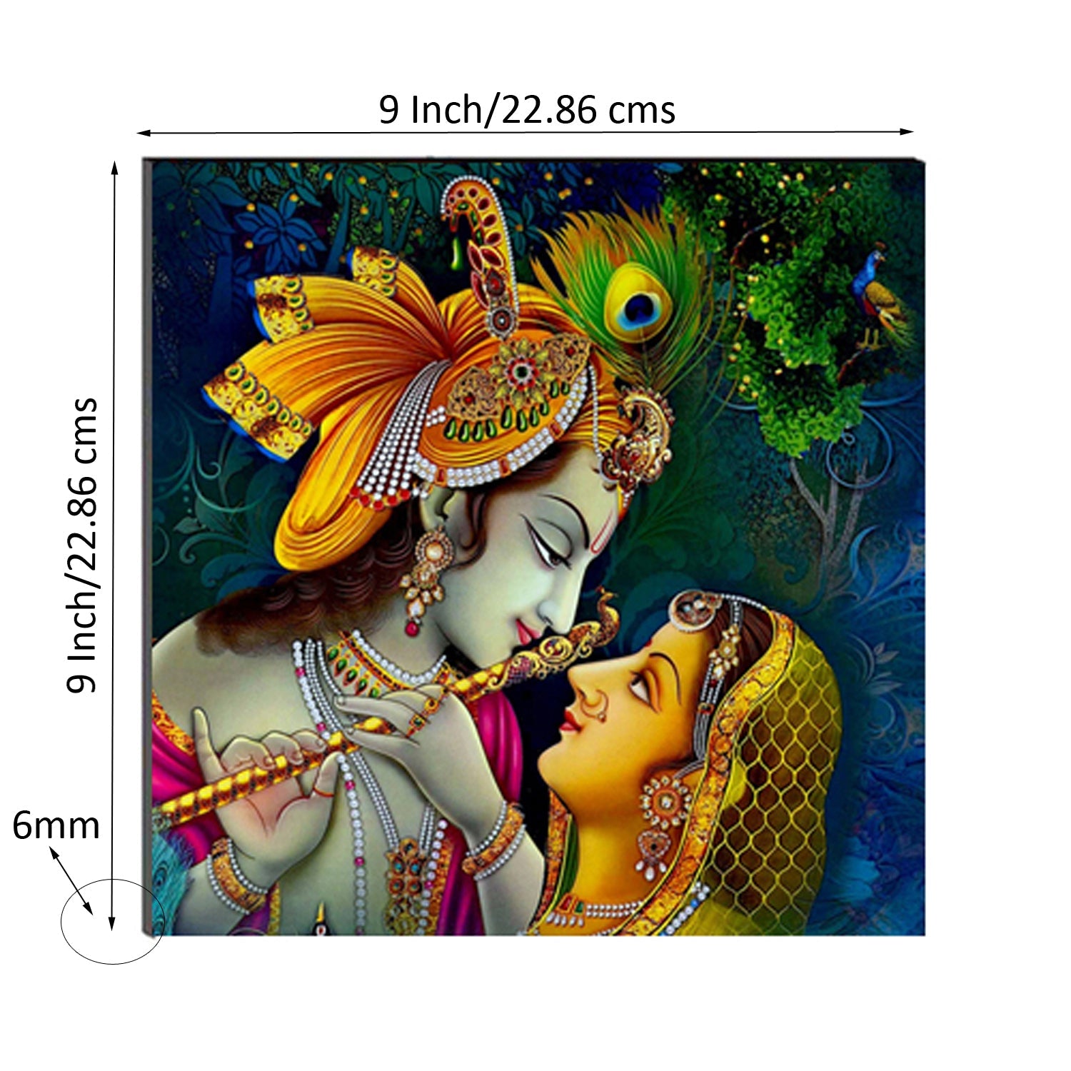 6MM MDF Radha Krishna Satin Matt Texture UV Art Painting Kafalo