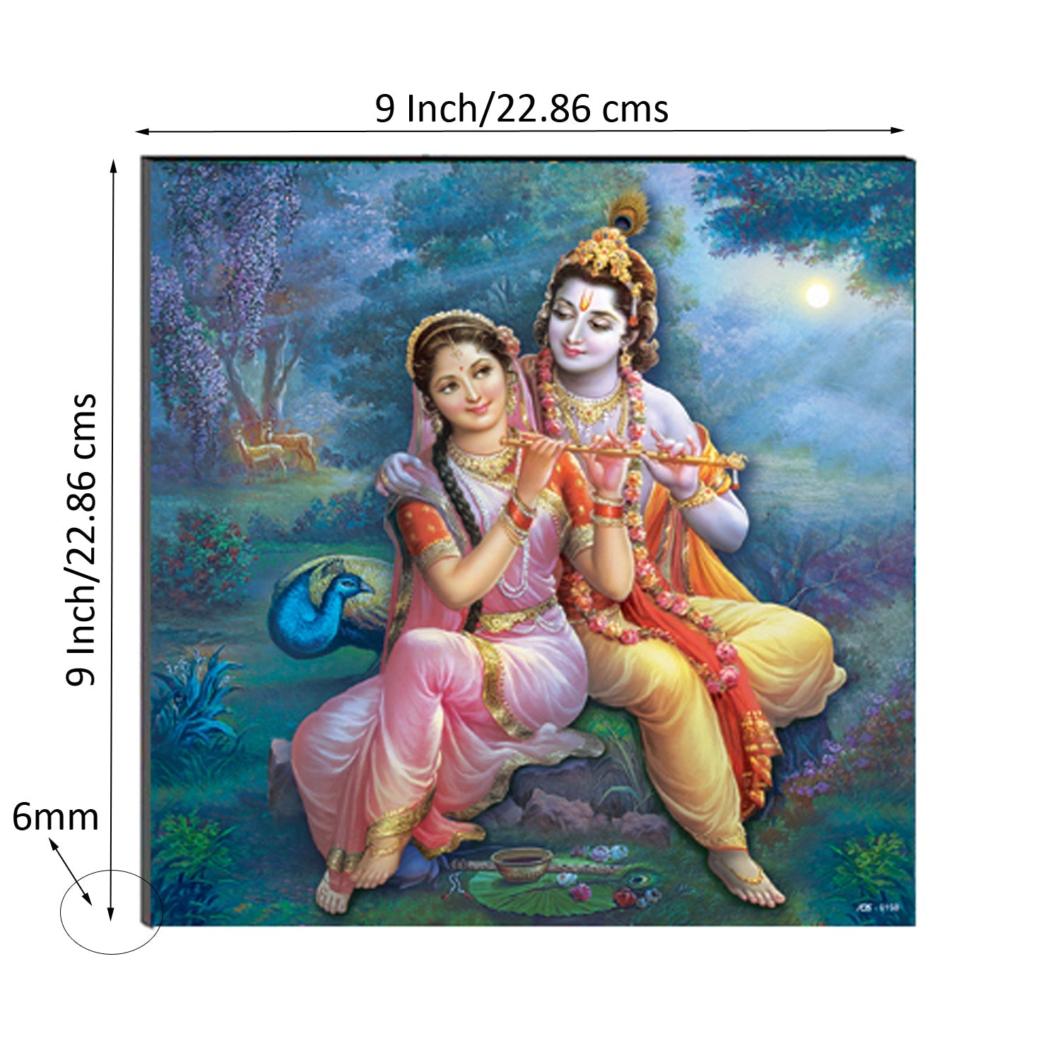 6MM MDF Radha Krishna Satin Matt Texture UV Art Painting Kafalo