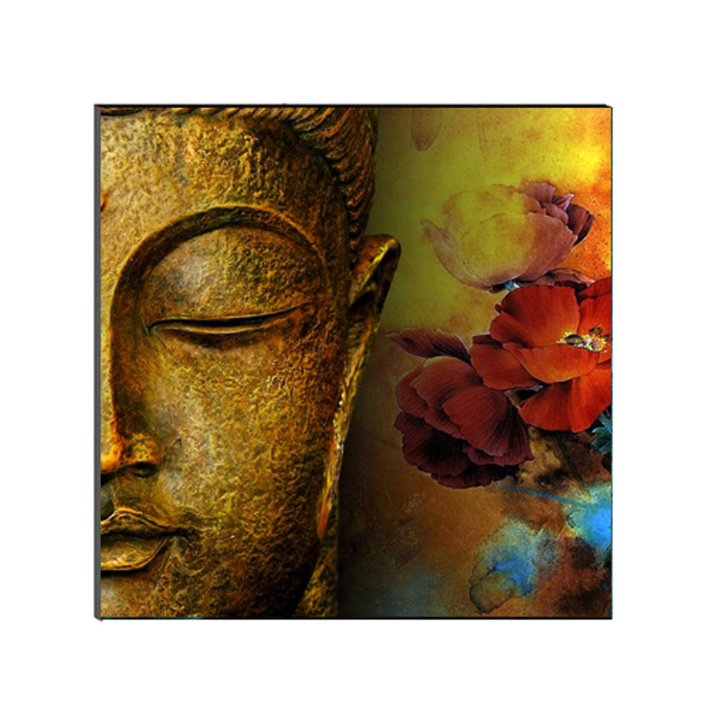 Meditating Lord Buddha Face Painting Digital Printed Religious Wall Art Kafalo
