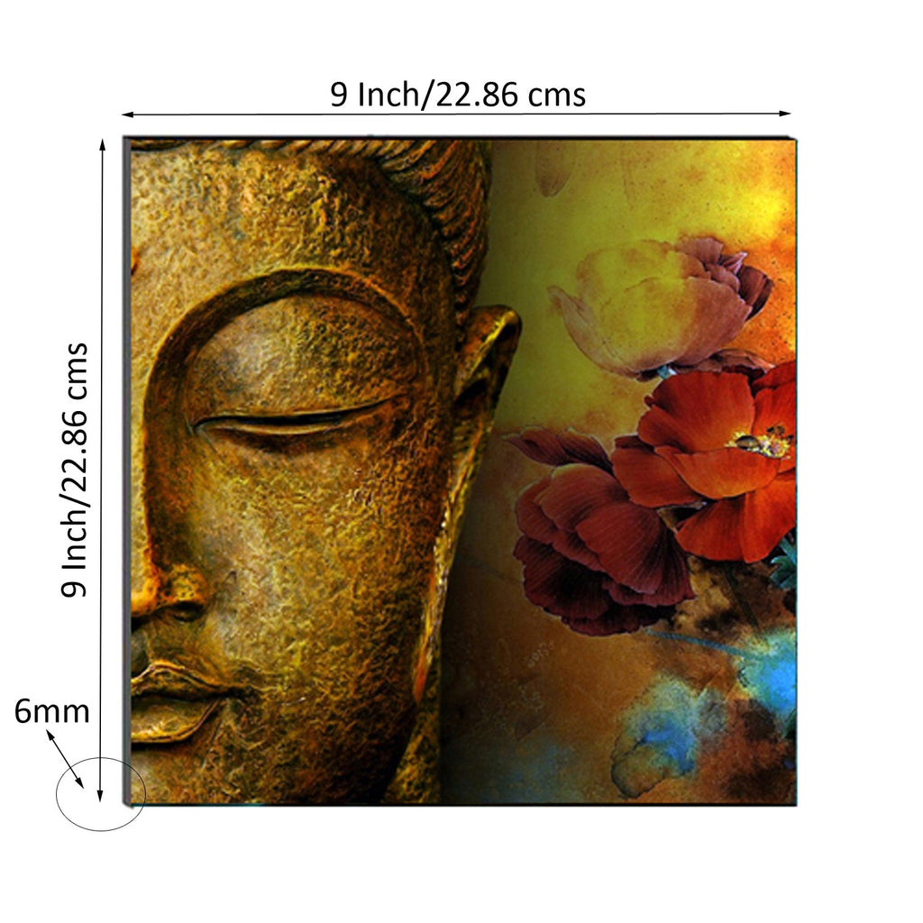 Meditating Lord Buddha Face Painting Digital Printed Religious Wall Art Kafalo