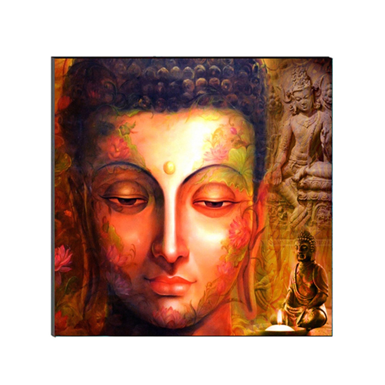 Lord Buddha Face Painting Digital Printed Religious Wall Art Kafalo