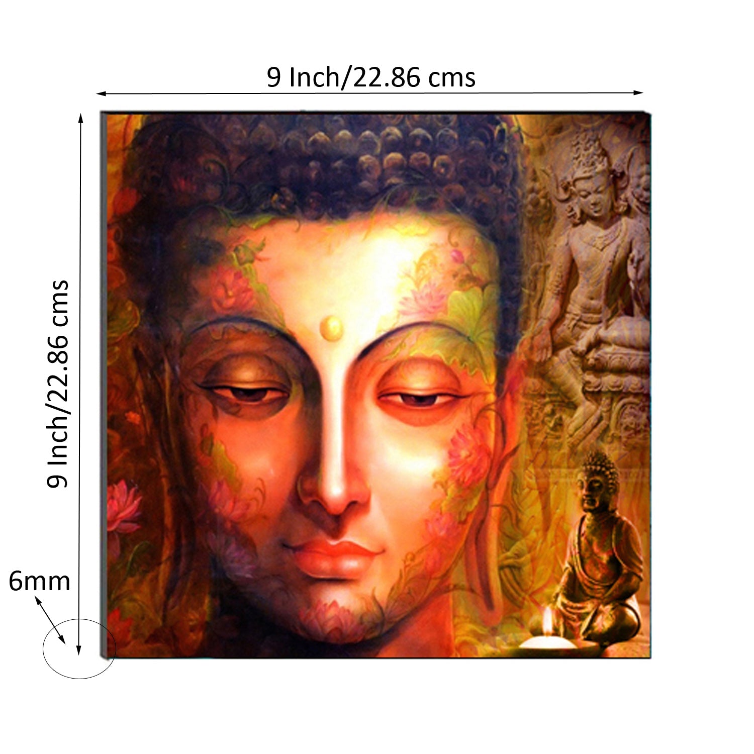 Lord Buddha Face Painting Digital Printed Religious Wall Art Kafalo