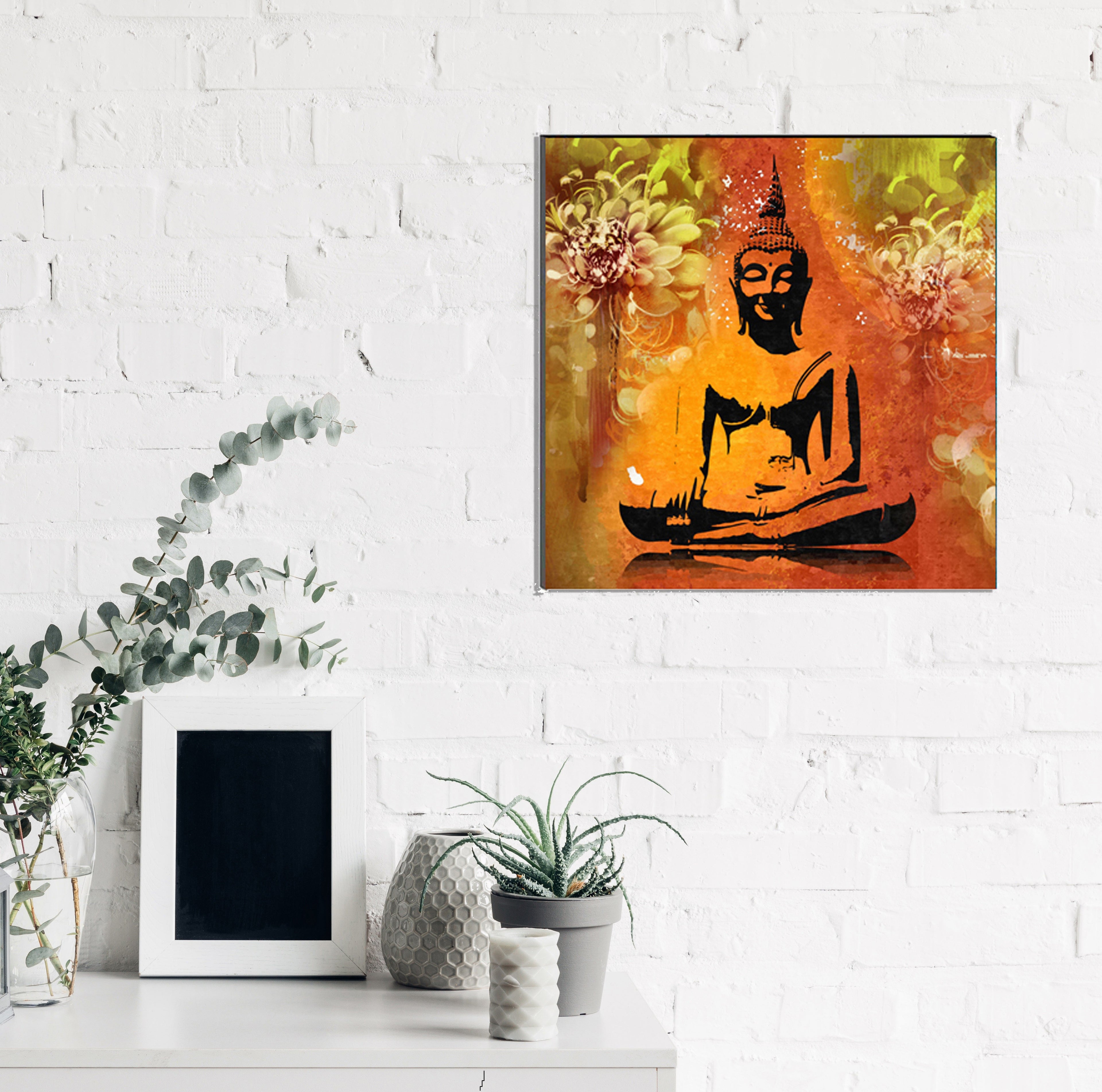 Meditating Lord Buddha Painting Digital Printed Religious Wall Art Kafalo