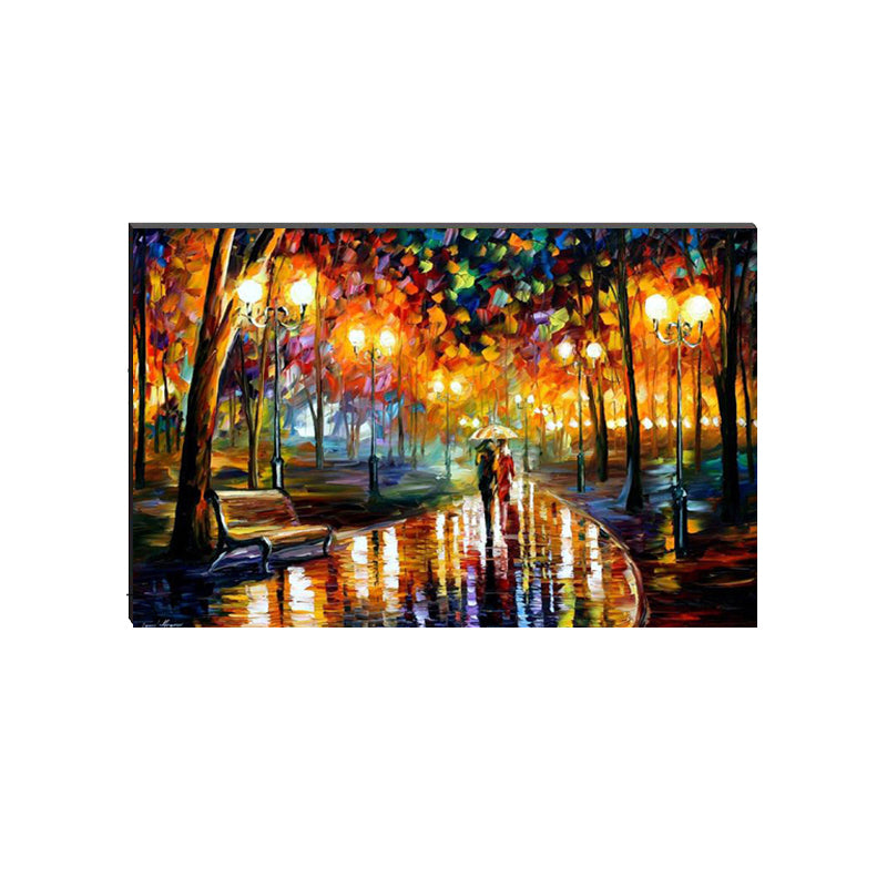 6MM MDF Couple Under Rain Scenic View Satin Matt Texture UV Art Painting Kafalo