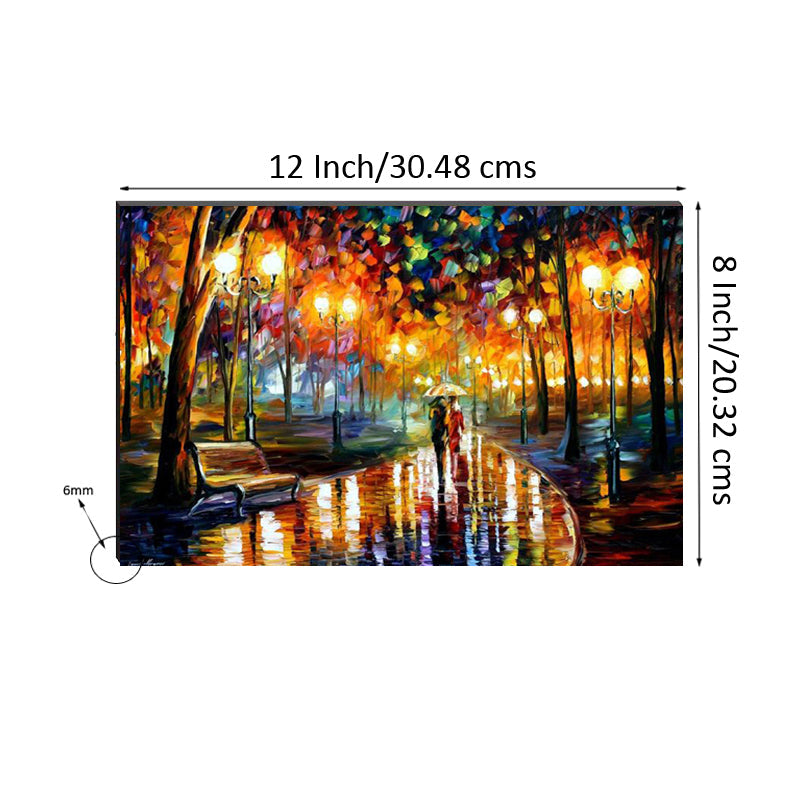 6MM MDF Couple Under Rain Scenic View Satin Matt Texture UV Art Painting Kafalo