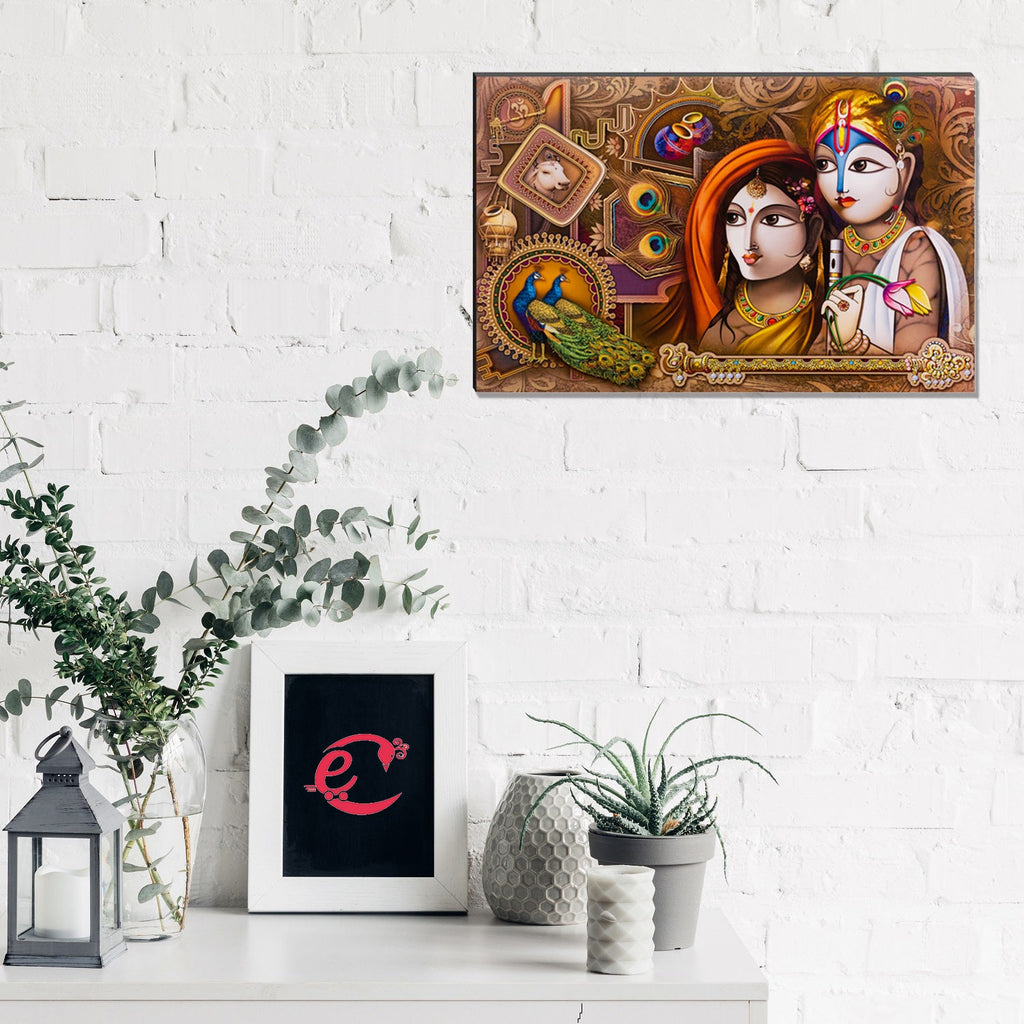 6MM MDF Radha Krishna Satin Matt Texture UV Art Painting Kafalo