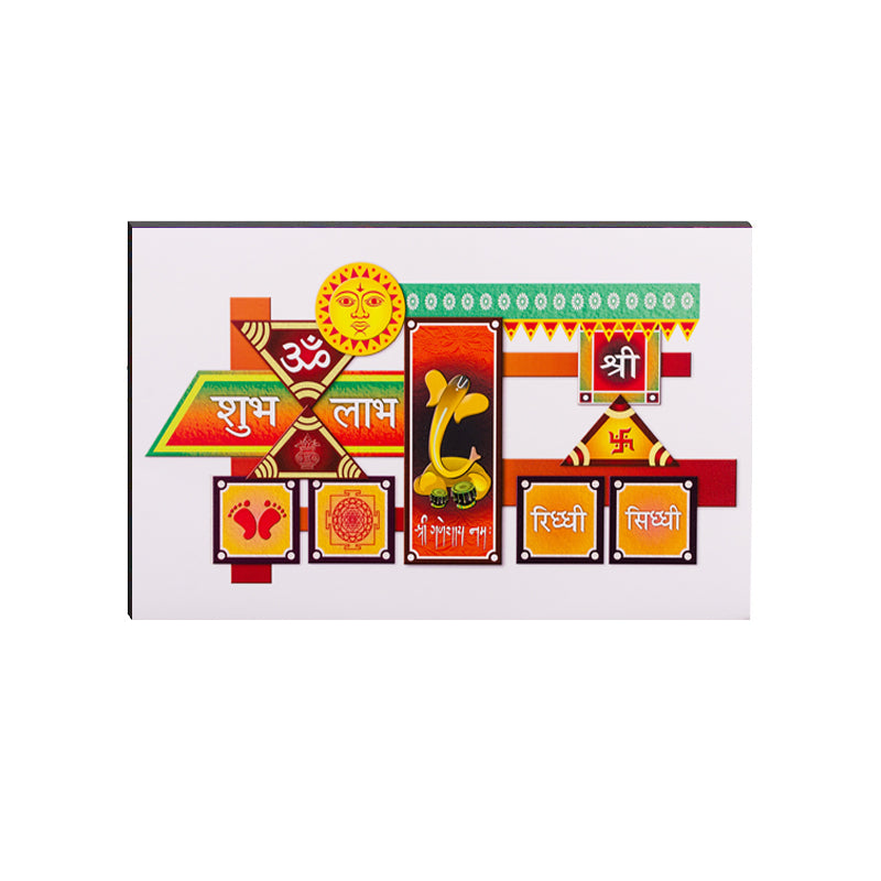 6MM MDF Shree Shubh Labh Satin Matt Texture UV Art Painting Kafalo