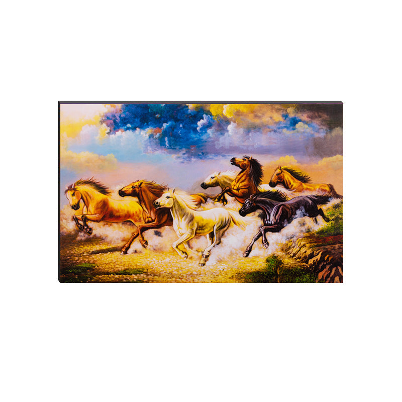 6MM MDF 7 Lucky Running Horses Satin Matt Texture UV Art Painting Kafalo